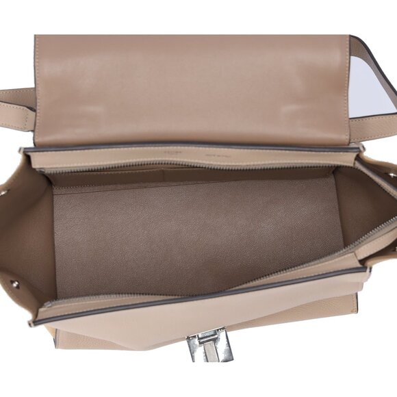 Celine Trapeze Convertible Satchel Crossbody Suede Leather Beige Silver Italy - Picture 11 of 13